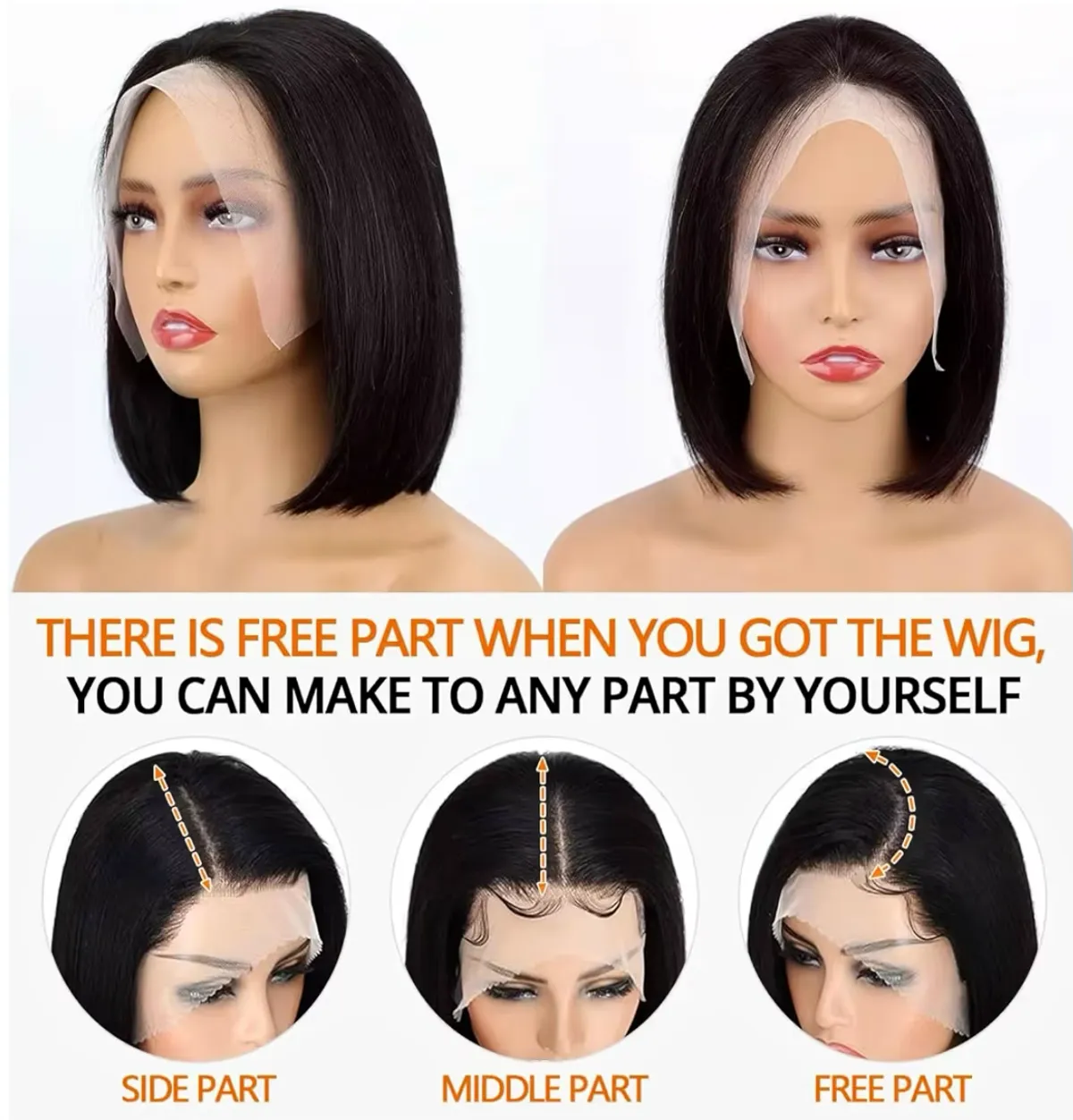 12 inch Short Bob Wig Human Hair 4x4  Straight HD Lace Front Wigs Human Hair 180% Density Black Glueless Wigs Human Hair Pre-Plucked Short Bob Wigs for Women
