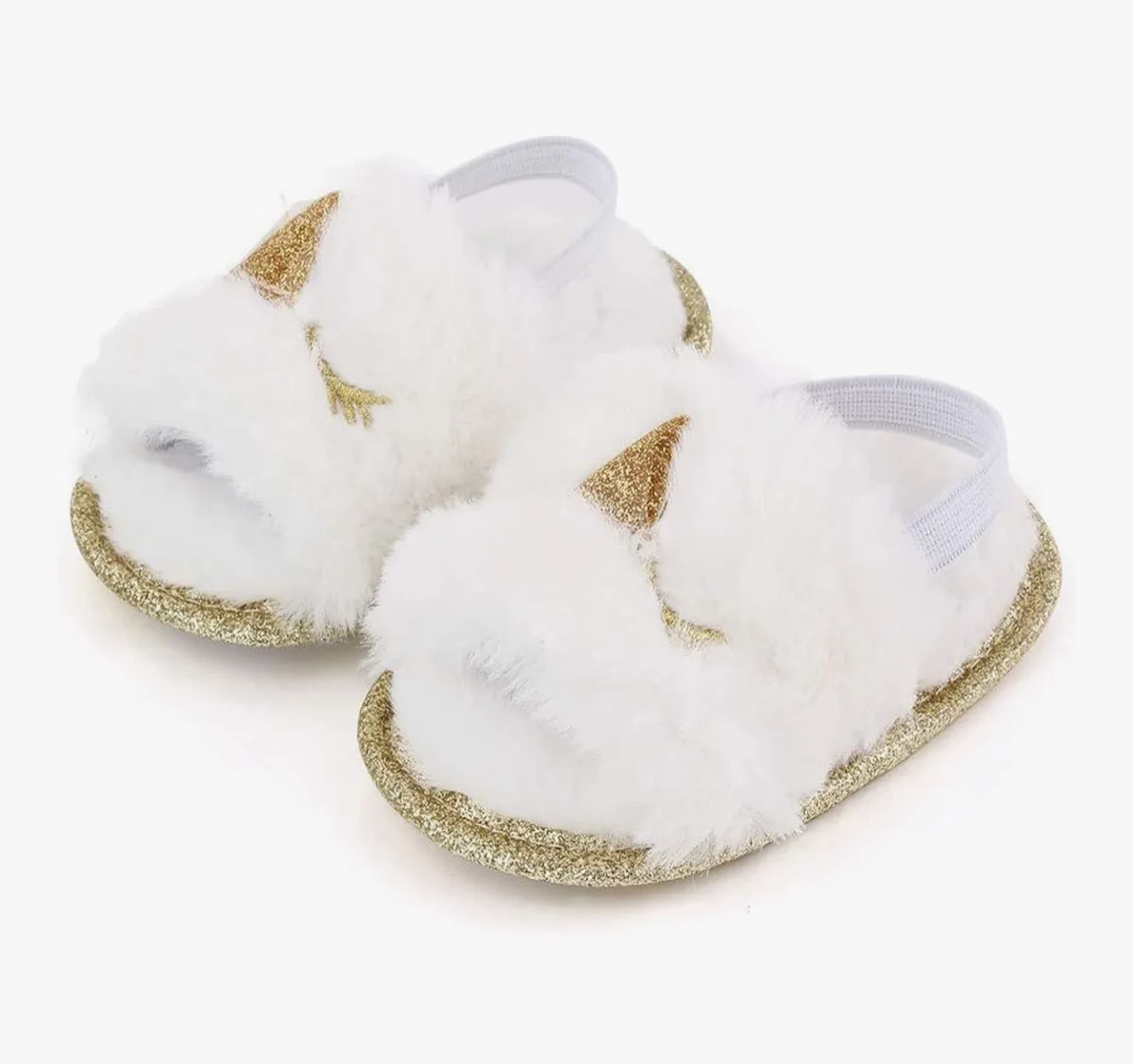 Baby Kids Fluffy Fuzzy Slippers Open Toe House Home Slippers Girls Faux Fur Slides with Strap Little Kids Slip-on Shoes - Size 0-6 Months