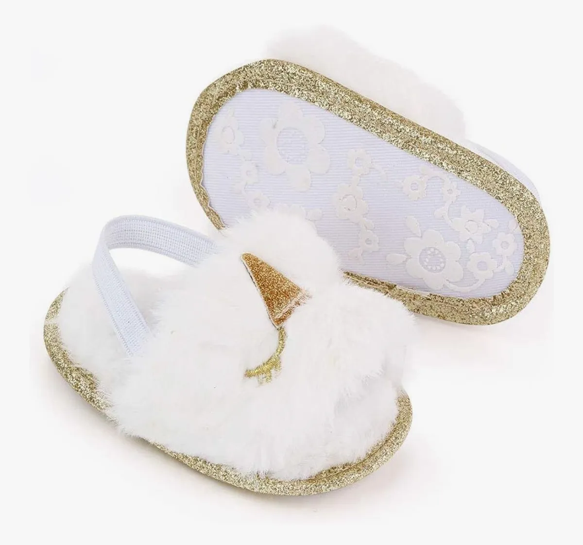 Baby Kids Fluffy Fuzzy Slippers Open Toe House Home Slippers Girls Faux Fur Slides with Strap Little Kids Slip-on Shoes - Size 0-6 Months