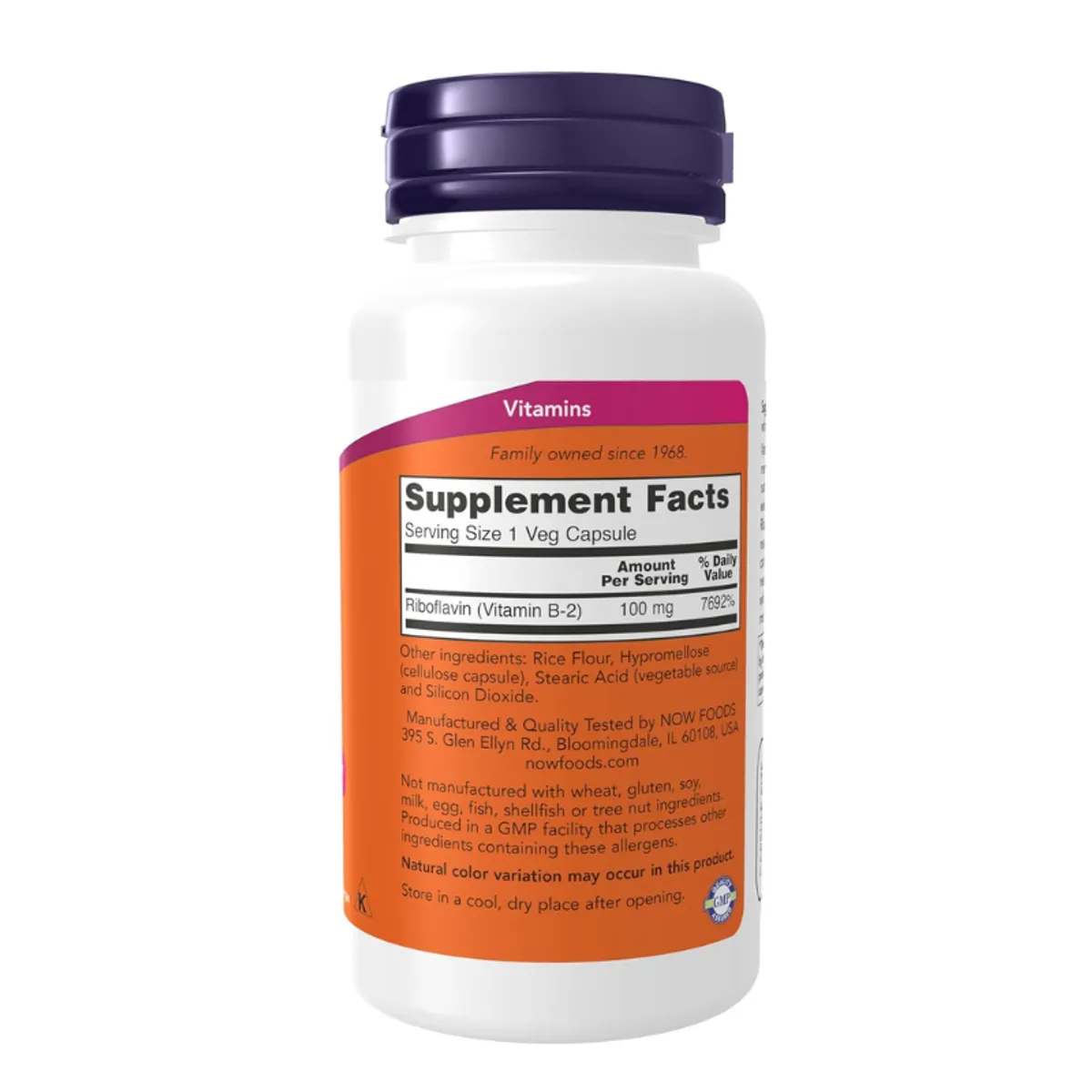 NOW Foods Supplements, Vitamin B-2 (Riboflavin) 100 mg, Energy Production, 100 Veg Capsules