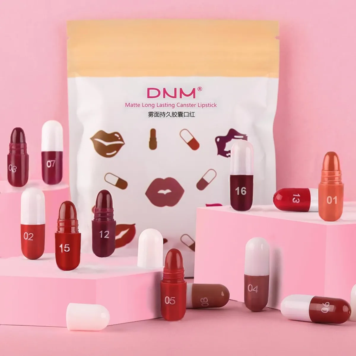 18 Colors Matte Lipstick Set, ni Pill Lipstick Set Matte Lipstick, Lip Pill Lipstick