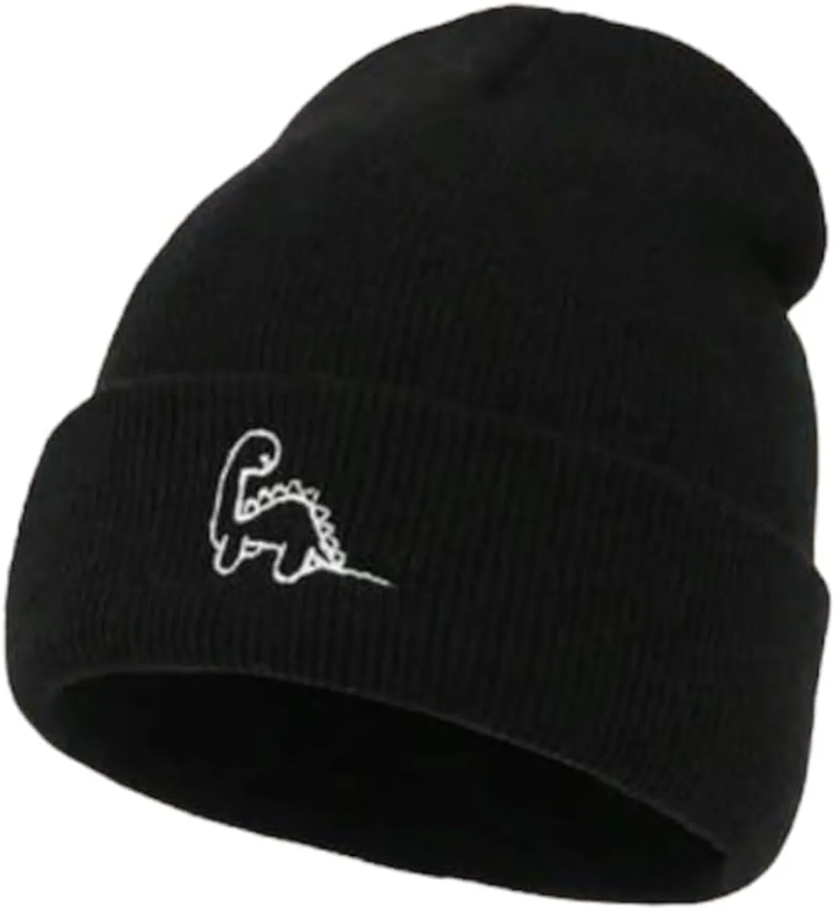 Baby Dinosaur Knit Winter Hat, Newborn - 12 Months, Black/Beige/Caramel