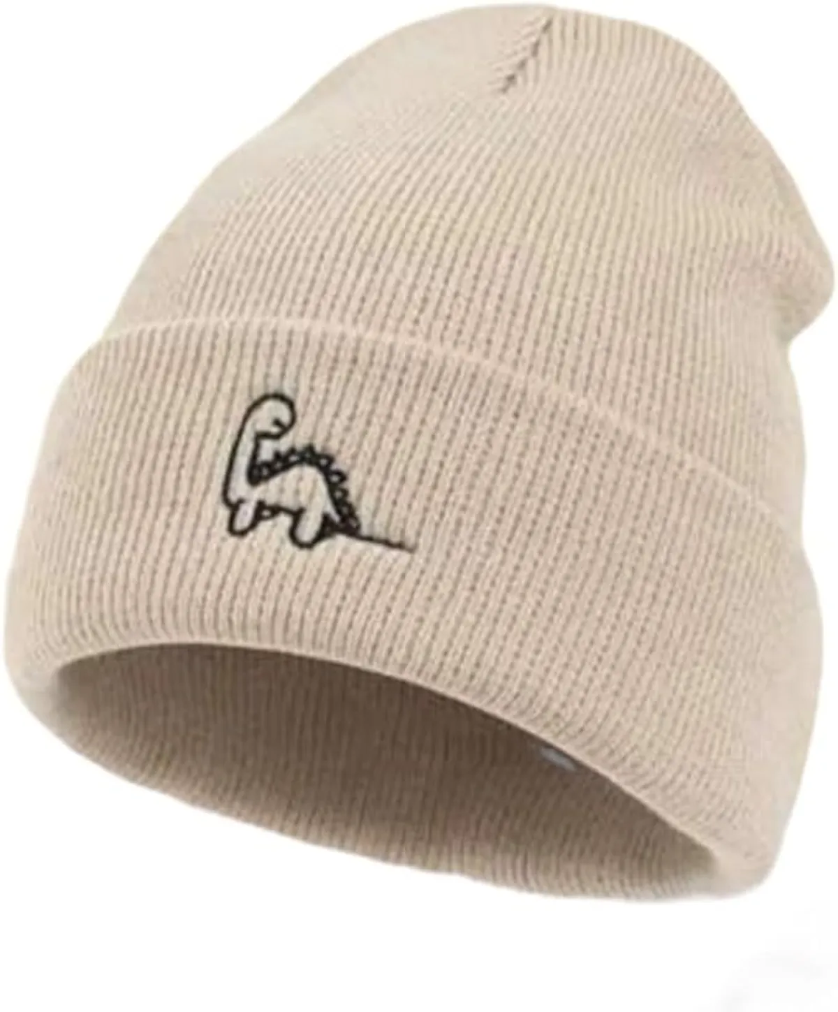 Baby Dinosaur Knit Winter Hat, Newborn - 12 Months, Black/Beige/Caramel