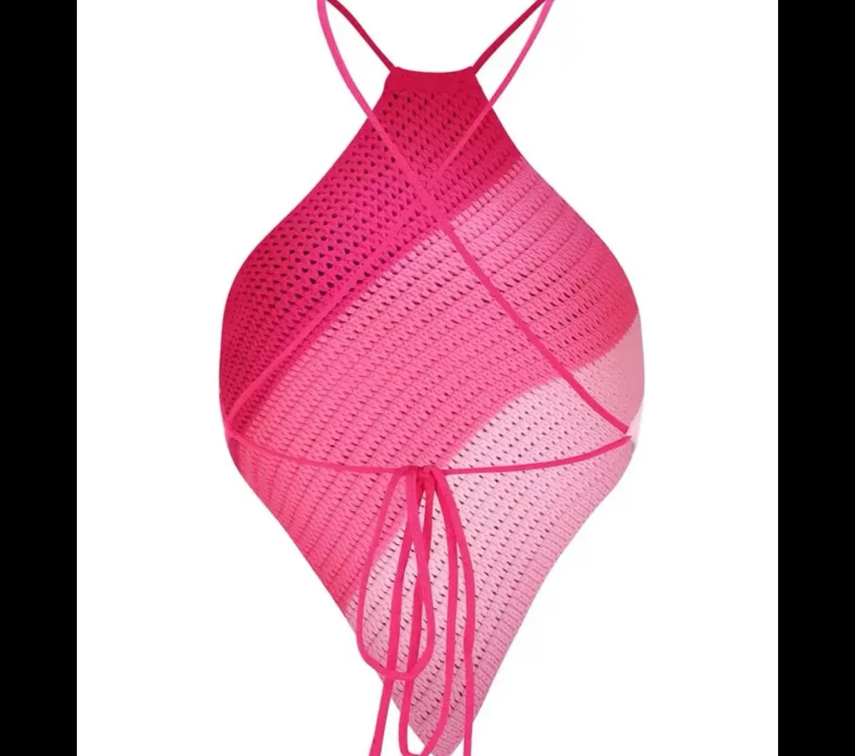 Lunessa Striped Lace Up Backless Asymmetrical Hem Knit Top - Size XS US2