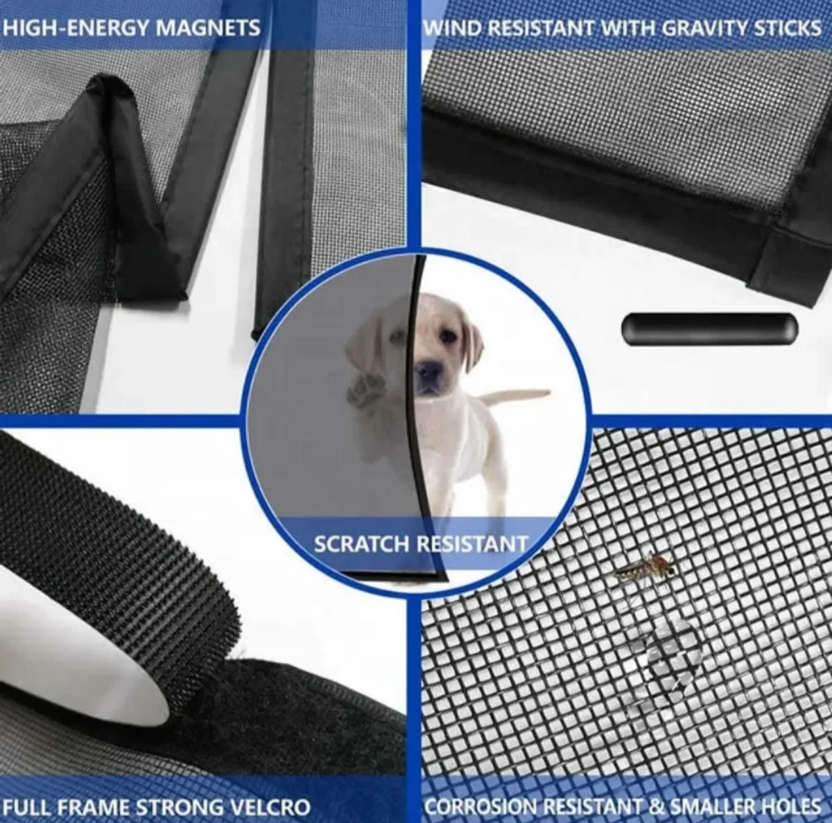 40"*83" Heavy Duty Fiberglass Velcro install Single Door Mesh.