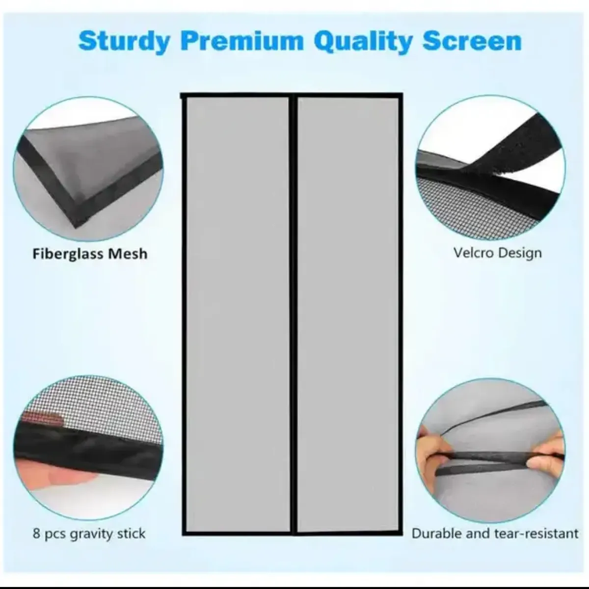 40"*83" Heavy Duty Fiberglass Velcro install Single Door Mesh.