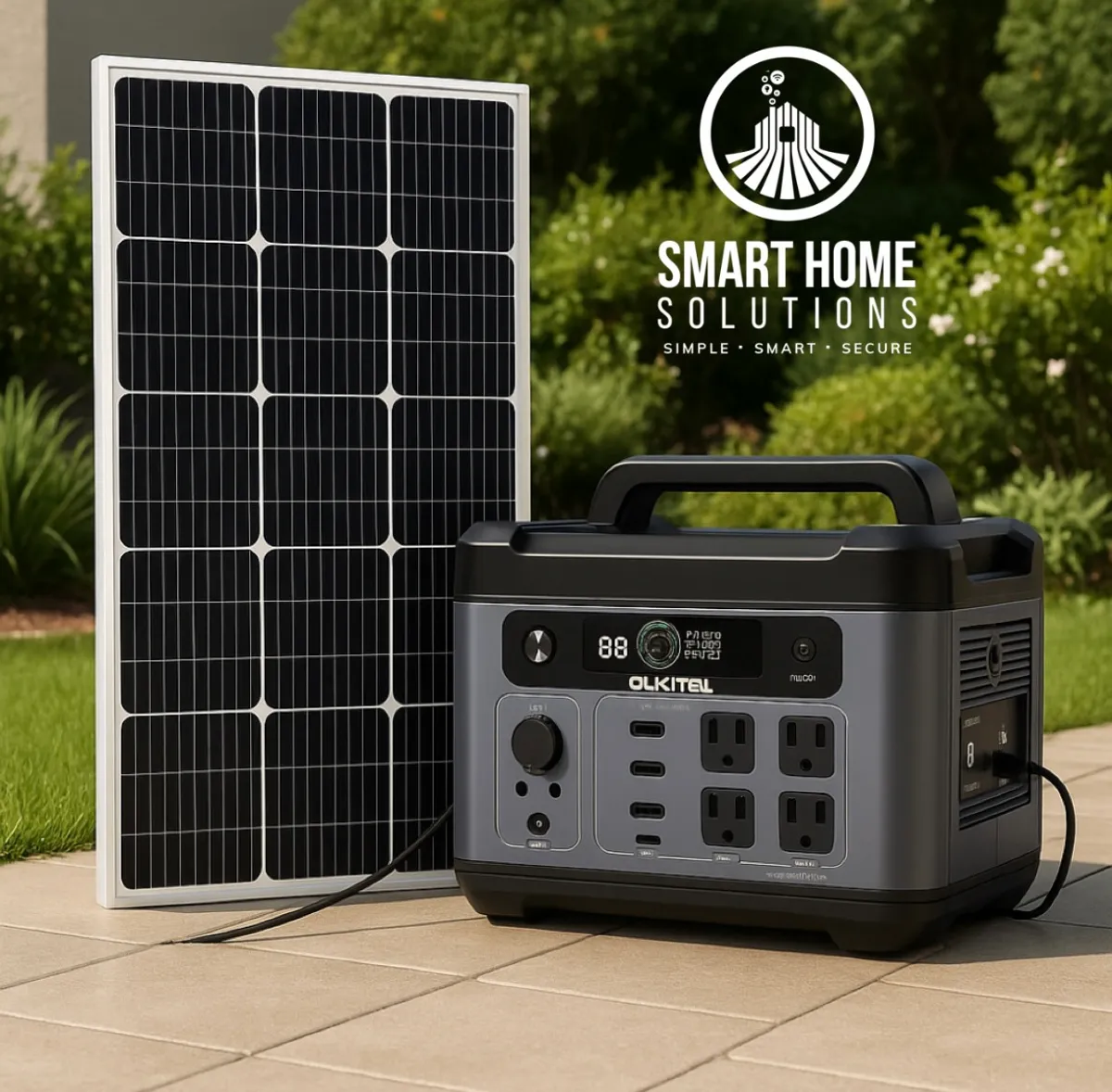 2400W Solar Generator (2048Wh LiFePO₄ Battery) with 550W Solar Panel, 110V AC Output, 5000W Peak, Fast Charging & Smart APP Control