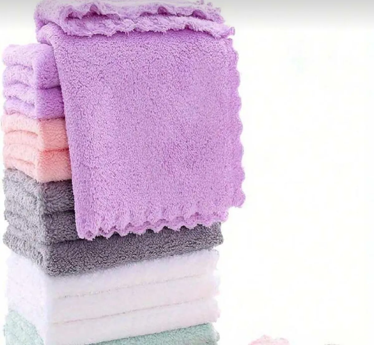 10pcs Towel Cloths, 10x10 Inch, Soft & Absorbent, Suitable For Bathing, Face, Hand, Kitchen, Spa