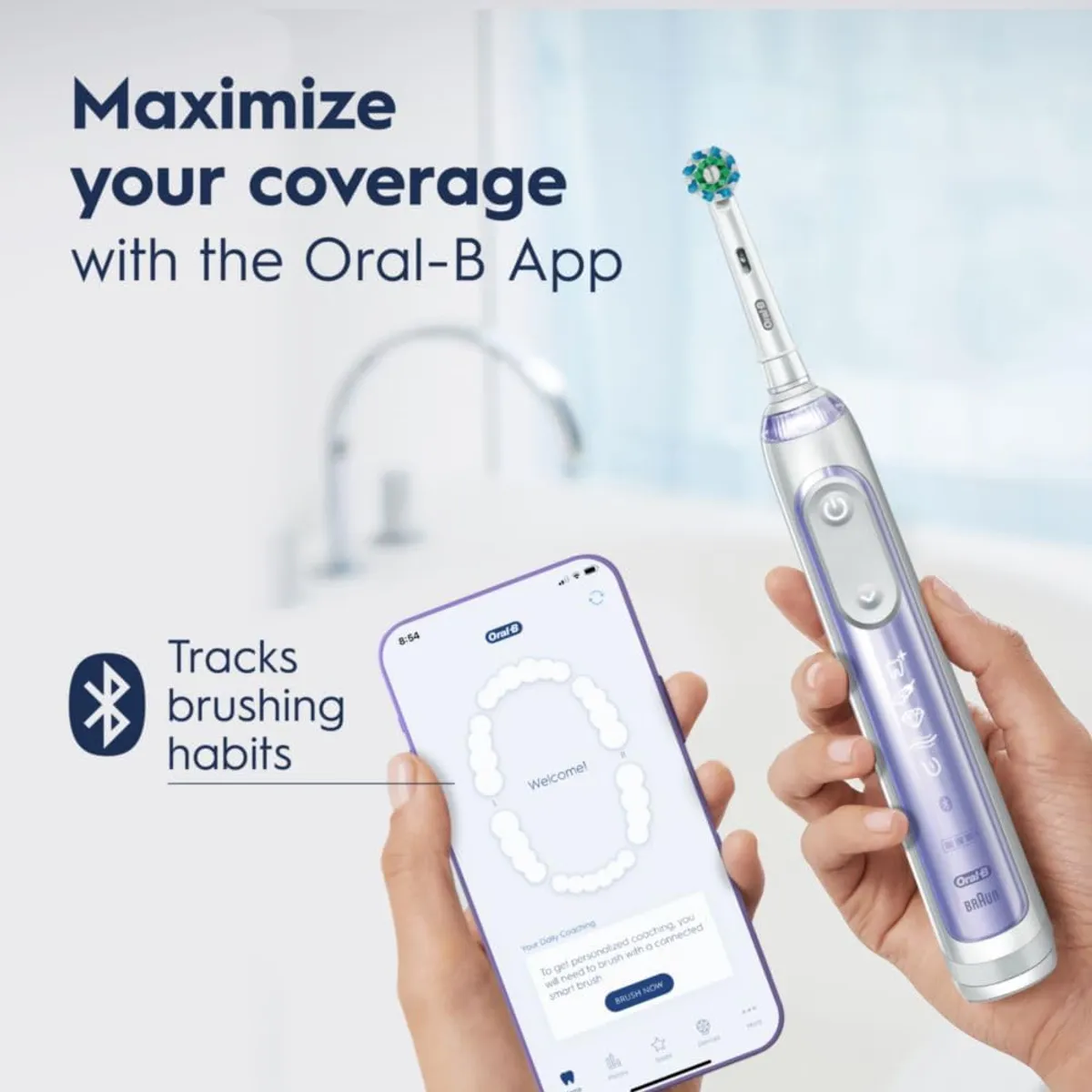 Oral-B GENIUS X LIMITED, Rechargeable Electric Toothbrush with Artificial Intelligence, 1 Replacement Brush Head, 1 Travel Case, Orchid Purple