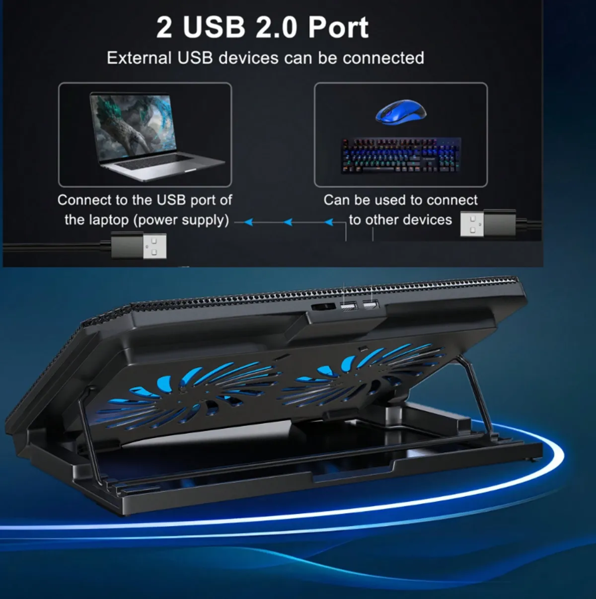 2-Fan Laptop Cooling Pad  (12-16 Inch laptop)