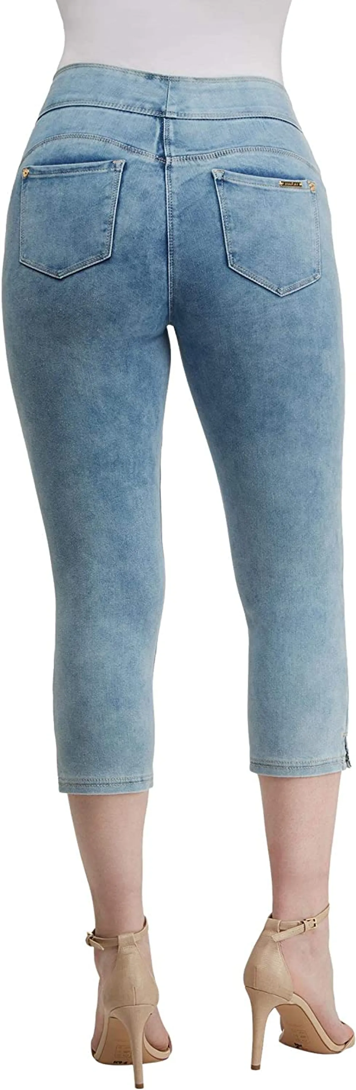 Nygard Slims Luxe Capri Denim Jeans 4-Way Stretch-Washed, Size XS, Chamb Distress
