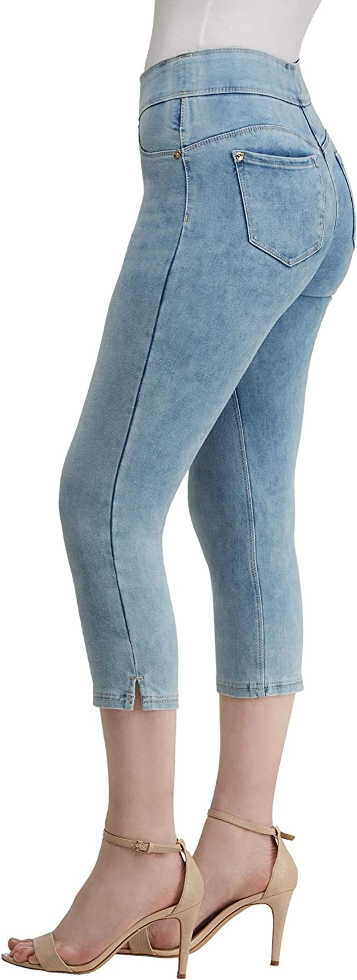 Nygard Slims Luxe Capri Denim Jeans 4-Way Stretch-Washed, Size XS, Chamb Distress