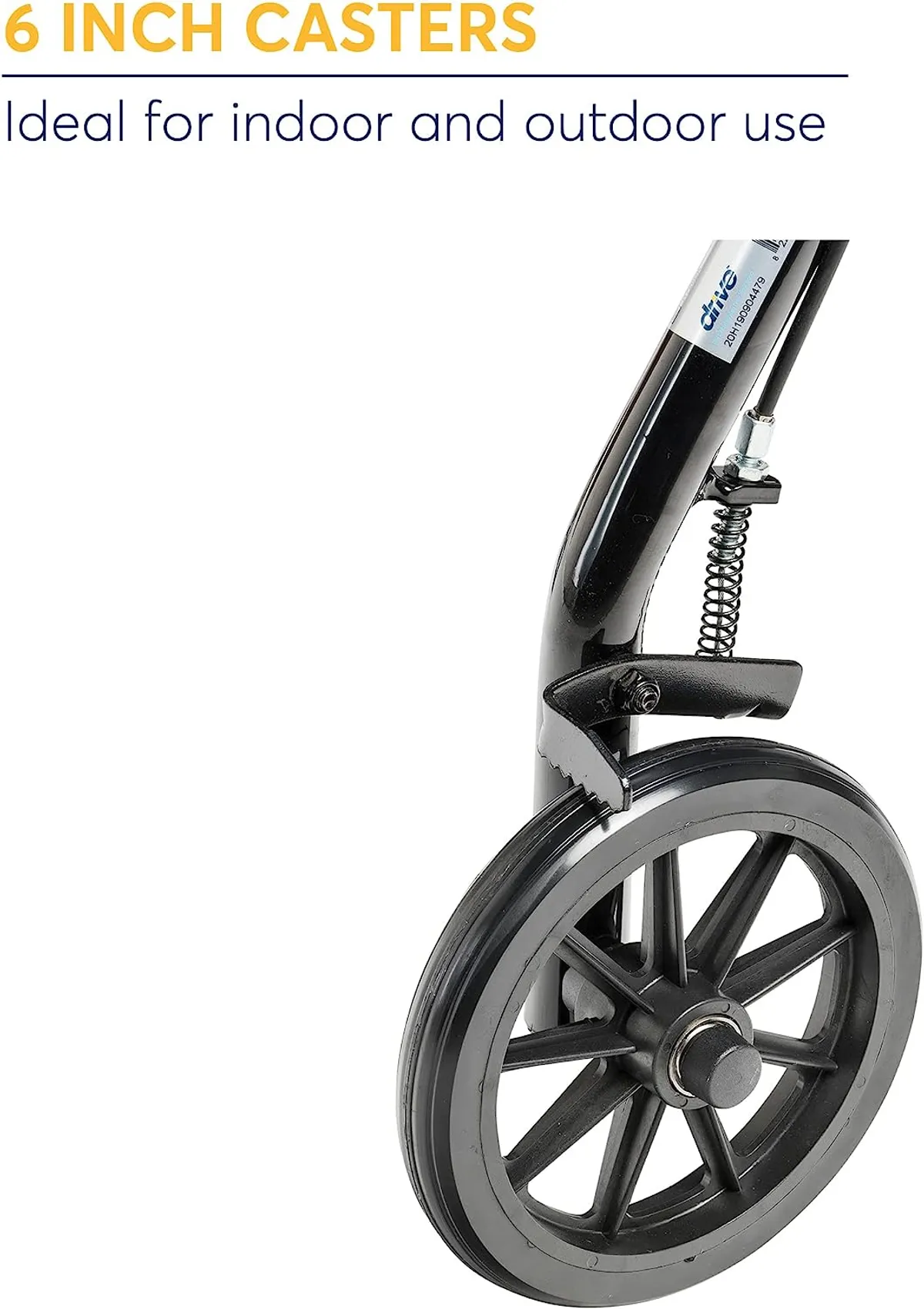 Drive Medical Aluminum Rollator with 6" Wheels, Padded Seat, 4 Wheels Loop Locks, Black Frame (R726BK)