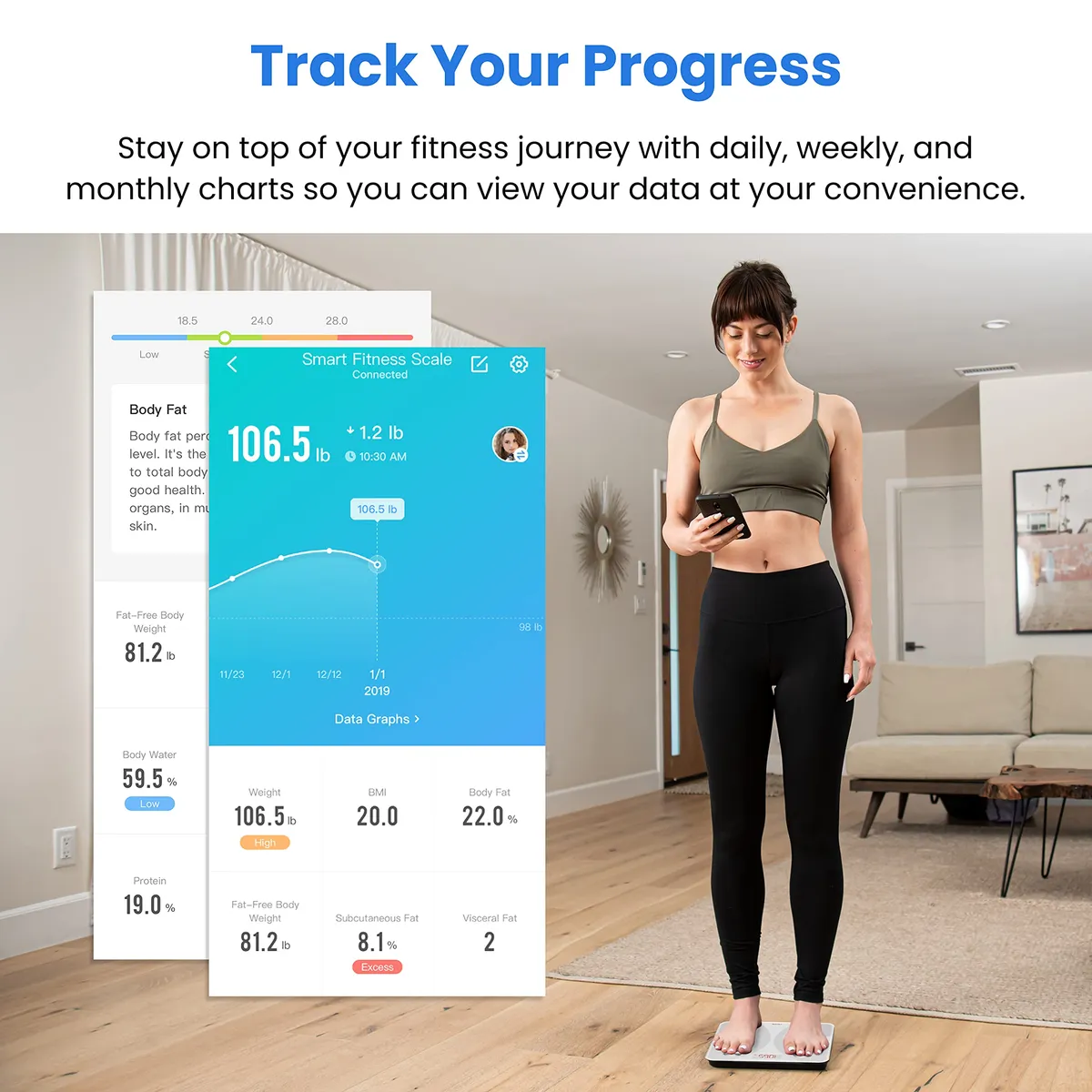 Smart Digital Bathroom Scale , White