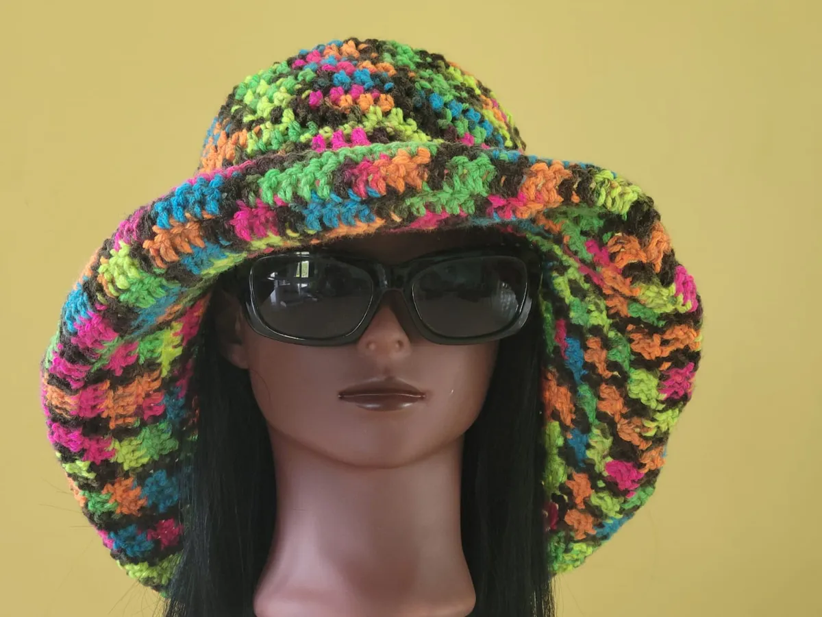 Crochet Diva Hat , Multi-color dark