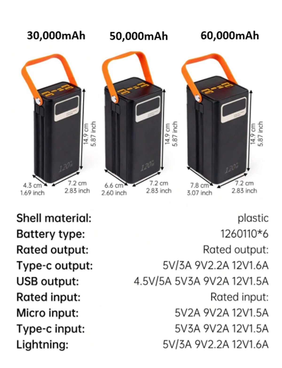 Power Bank (PB3309-60) 60,000mAh w/Light, BLK