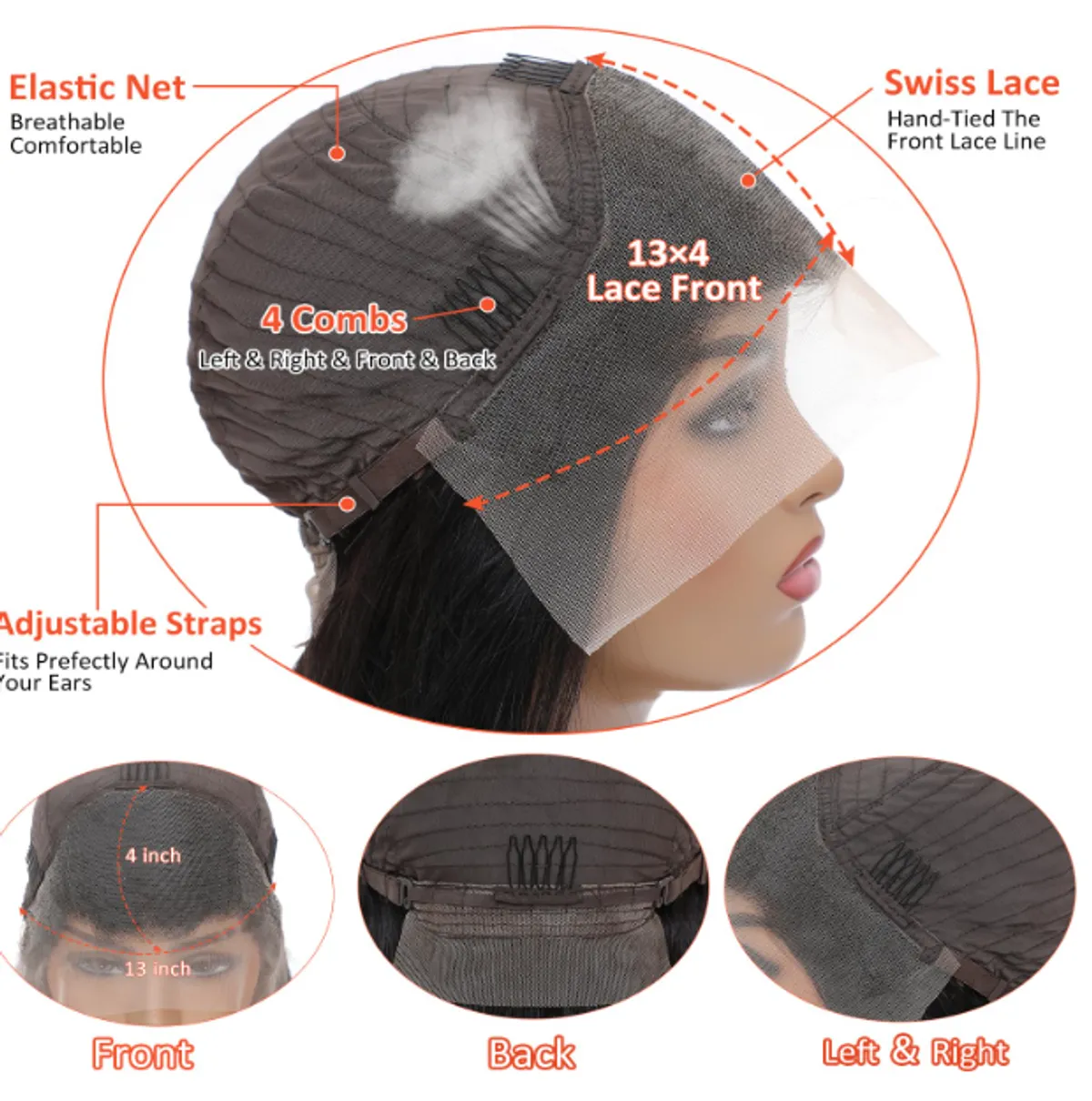 26" Deep Wave Lace Front Wigs Human Hair 13x4 HD Lace Frontal Wig 200 Density Pre Plucked with Baby Hair