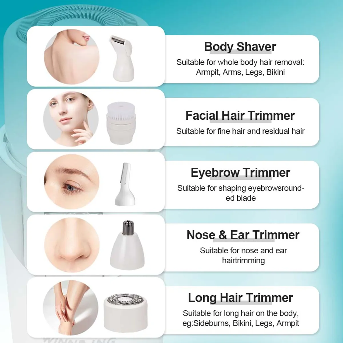 5 in 1 Multifunctional Women's Shaver Rechargeable