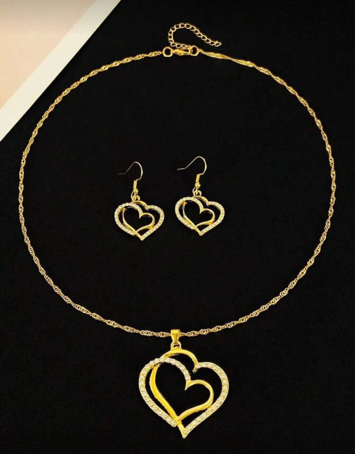 3pcs/Set Cubic Zirconia Heart Decor Jewelry Set Beautiful Necklace Women Fashion Accessories