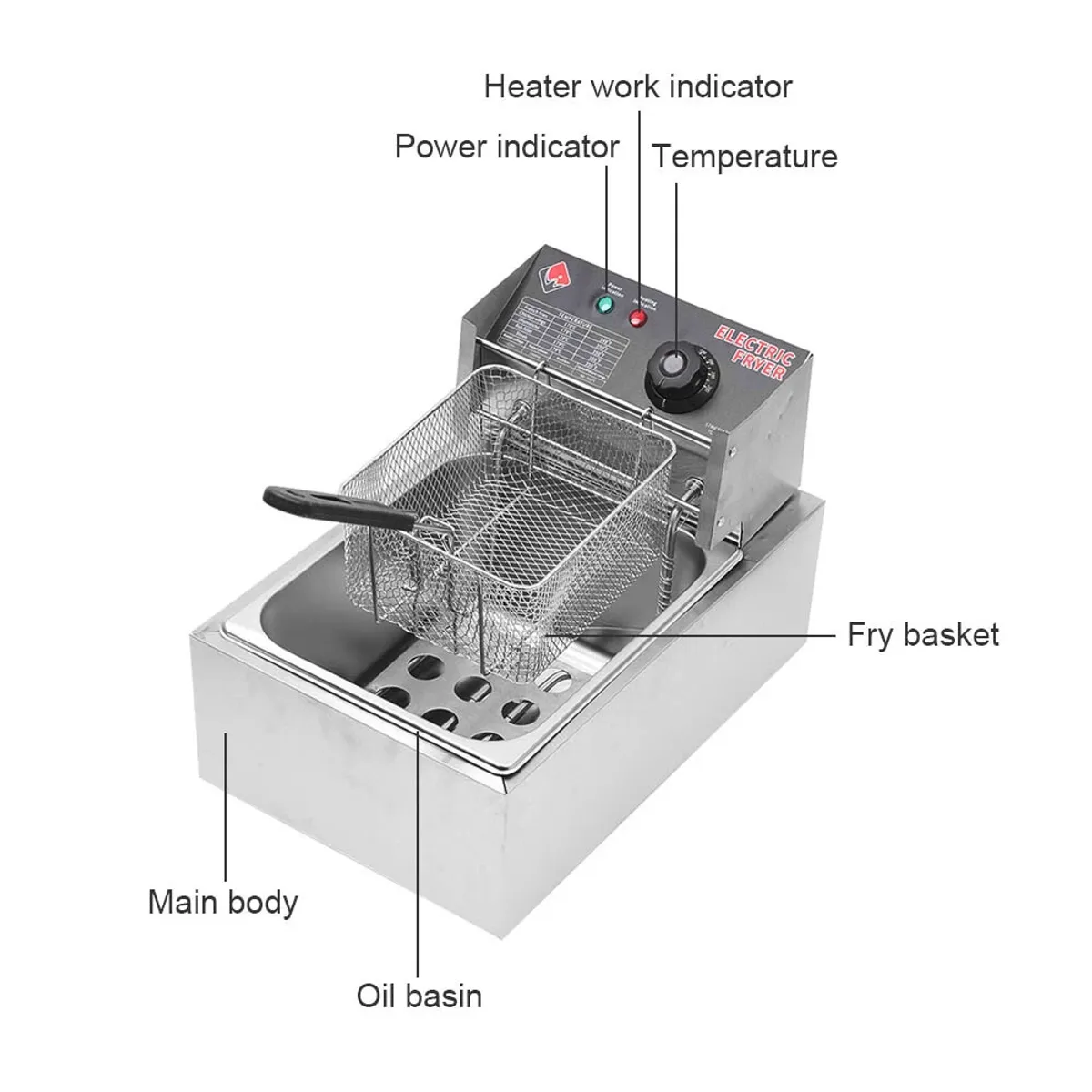 Commercial 6L 2500W Electric Deep Fryer