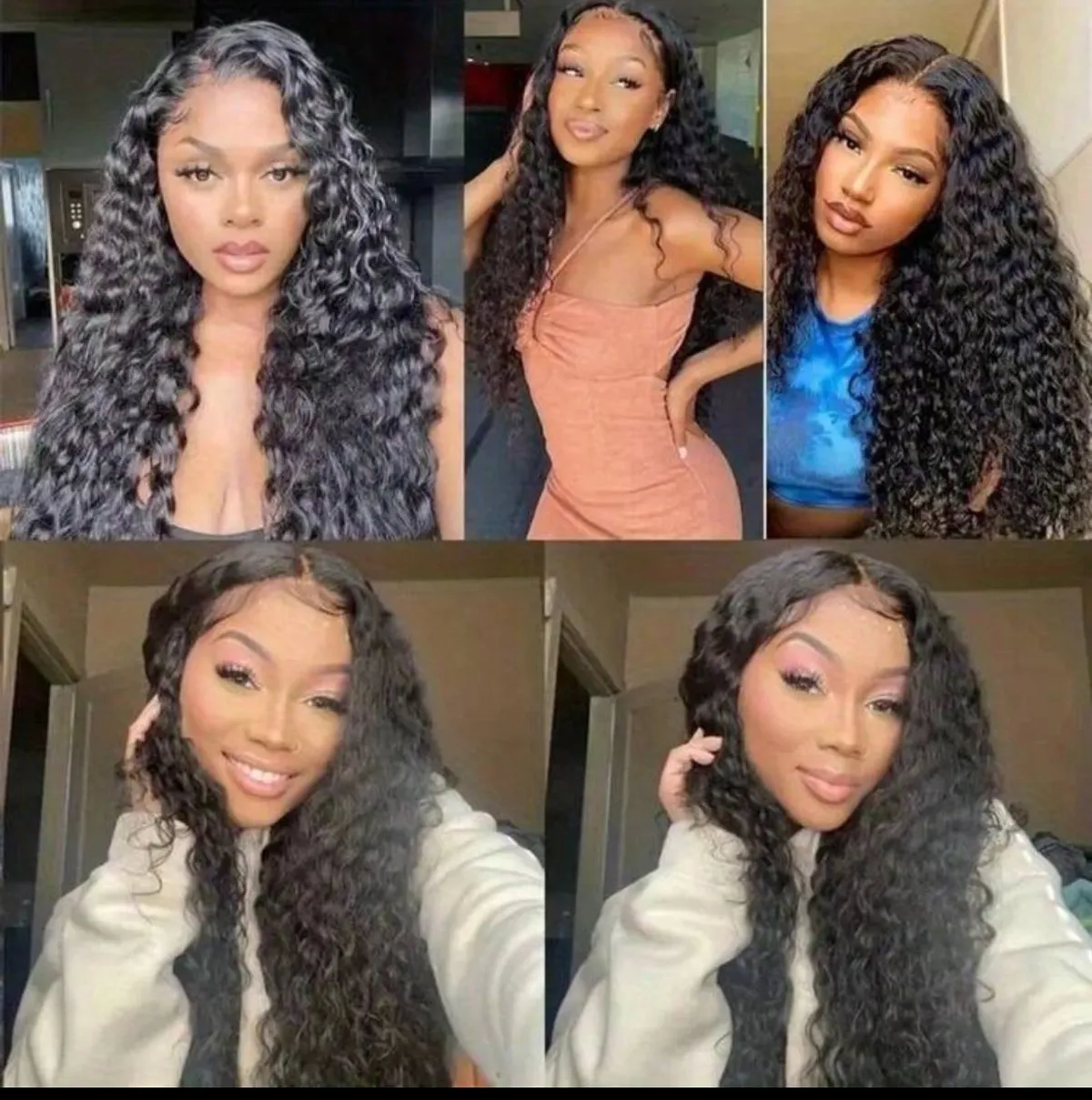 200% Density Brazilian Virgin Human Hair 13x4 HD Lace Frontal Wig Curly Wigs Curly Water Wave 13x4 Deep Wave Frontal Wig Human Hair Blended Hair Natural Color Pre Pluck Wig