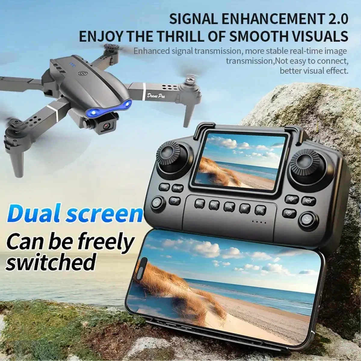 2025 4K Camera Drone W/2 Batteries - Foldable Quadcopter with Height Hold, App Control, And Obstacle Avoidance for Outdoor Flying - Perfect Gift for Halloween, Christmas, And New Year Celebrations, Beginner Drone Practice, Recreational Flying Gear