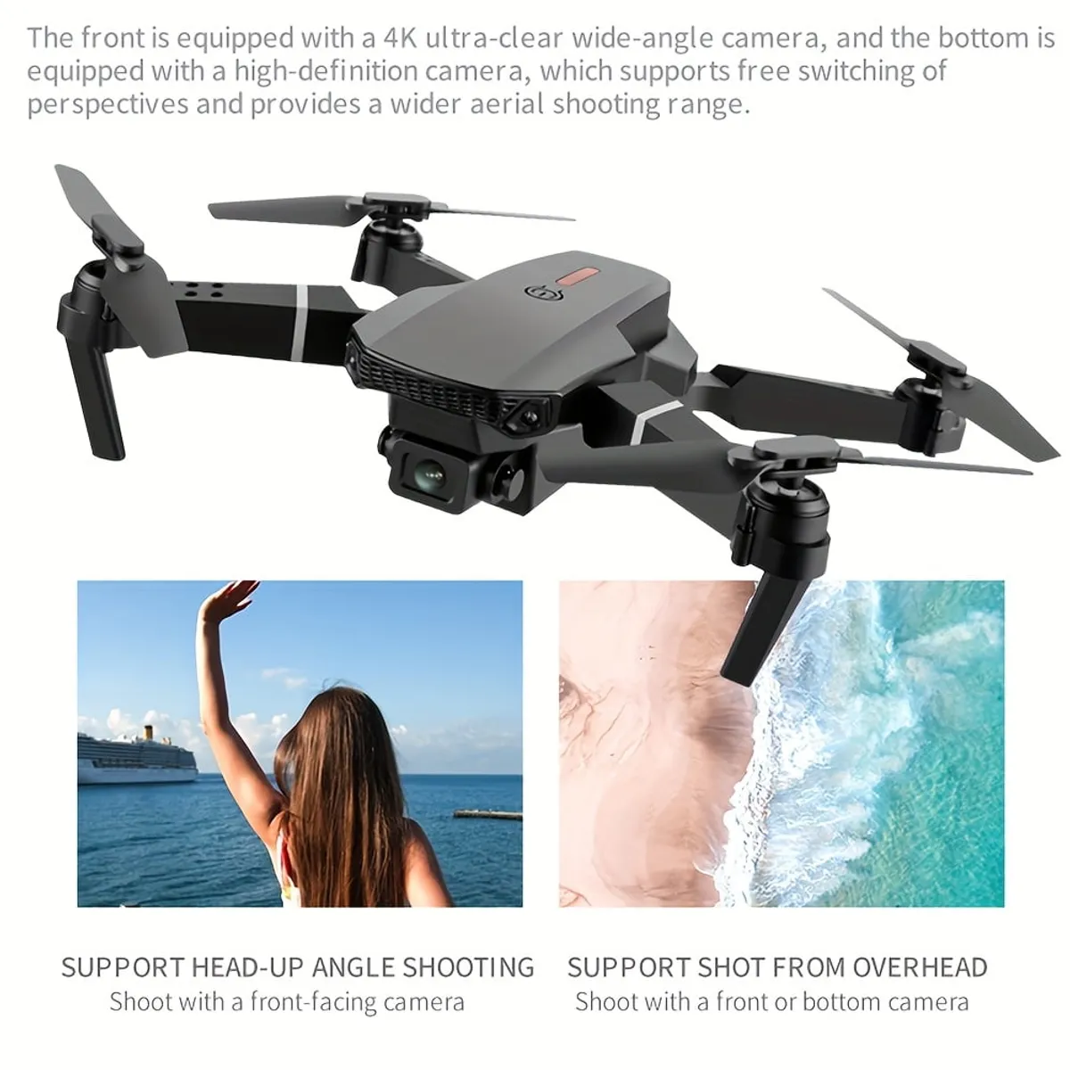 2025 4K Camera Drone W/2 Batteries - Foldable Quadcopter with Height Hold, App Control, And Obstacle Avoidance for Outdoor Flying - Perfect Gift for Halloween, Christmas, And New Year Celebrations, Beginner Drone Practice, Recreational Flying Gear