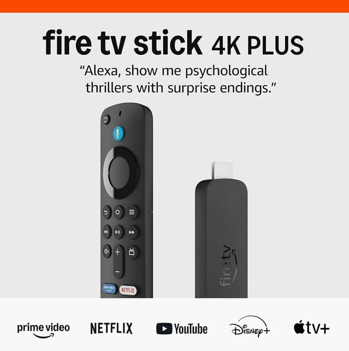 Amazon Fire TV Stick 4K Plus (newest model) with AI-powered Fire TV Search, Wi-Fi 6, stream over 1.8 million movies and shows, free & live TV