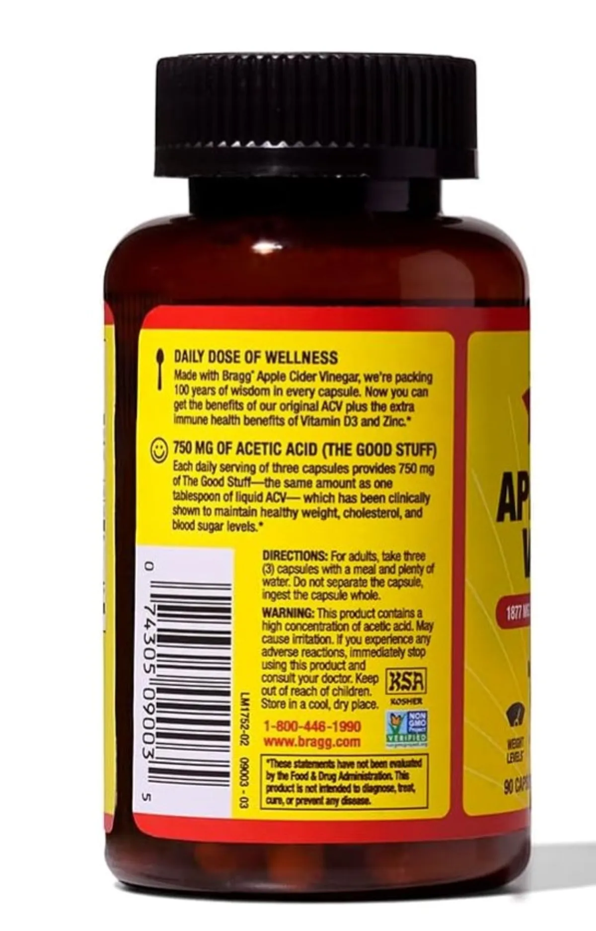 Apple Cider Vinegar Capsules with Vitamin D and Zinc - 90 Capsules - Supports The Immune System.