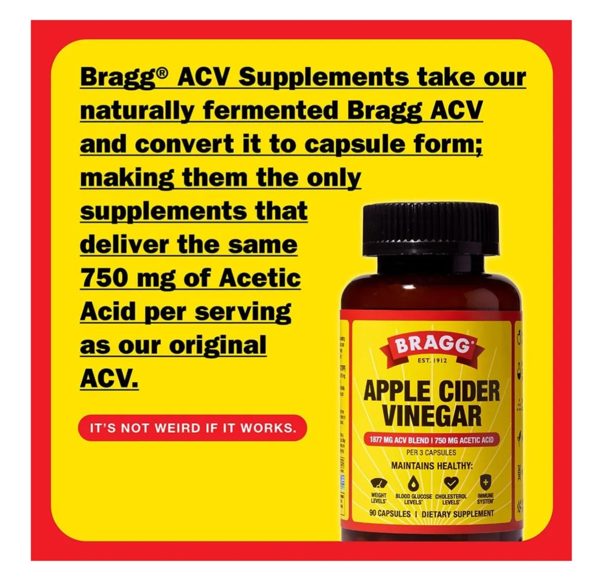 Apple Cider Vinegar Capsules with Vitamin D and Zinc - 90 Capsules - Supports The Immune System.