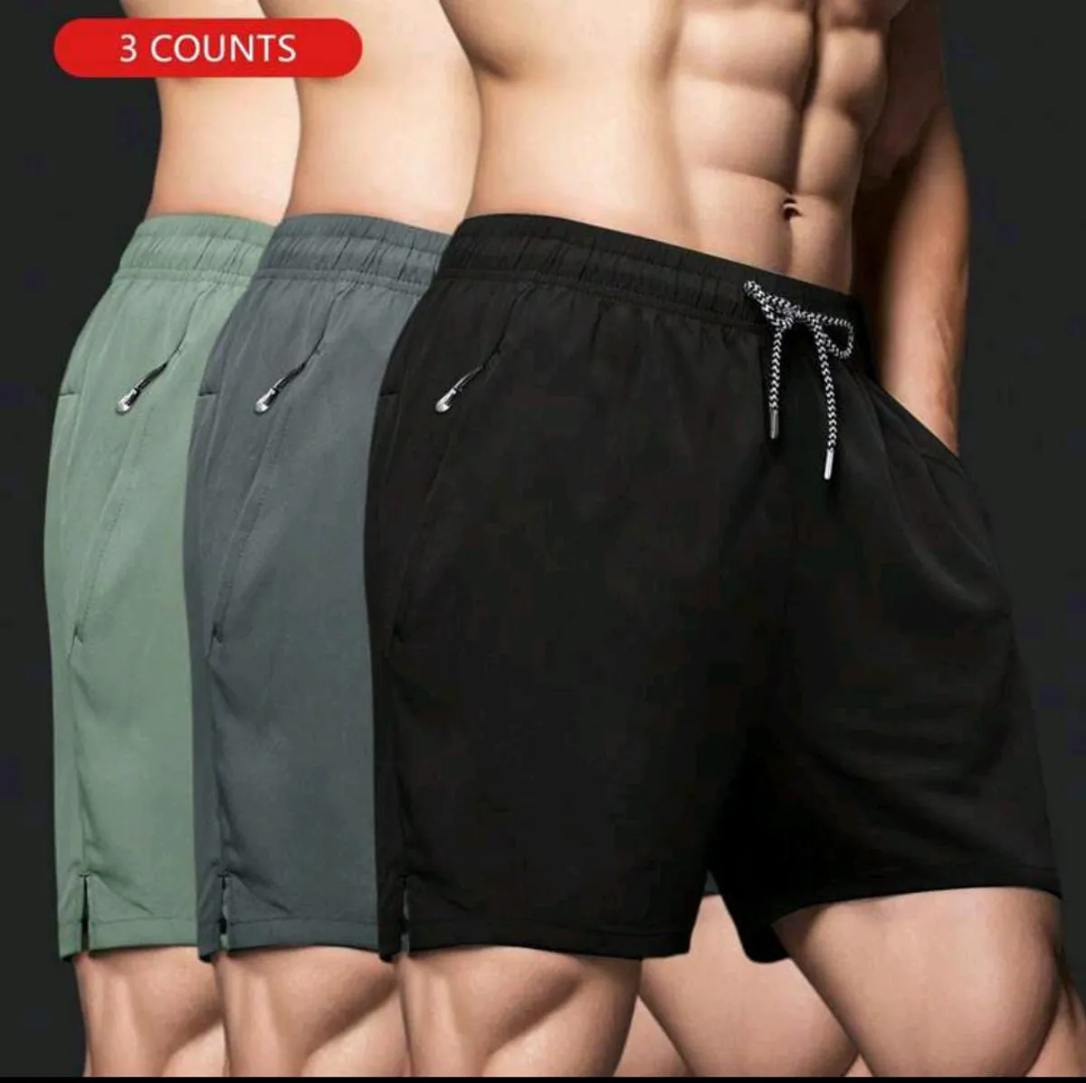 3pcs/Set Men's Summer Versatile Casual Breathable Shorts, Suitable For Fitness & Sports Size S
