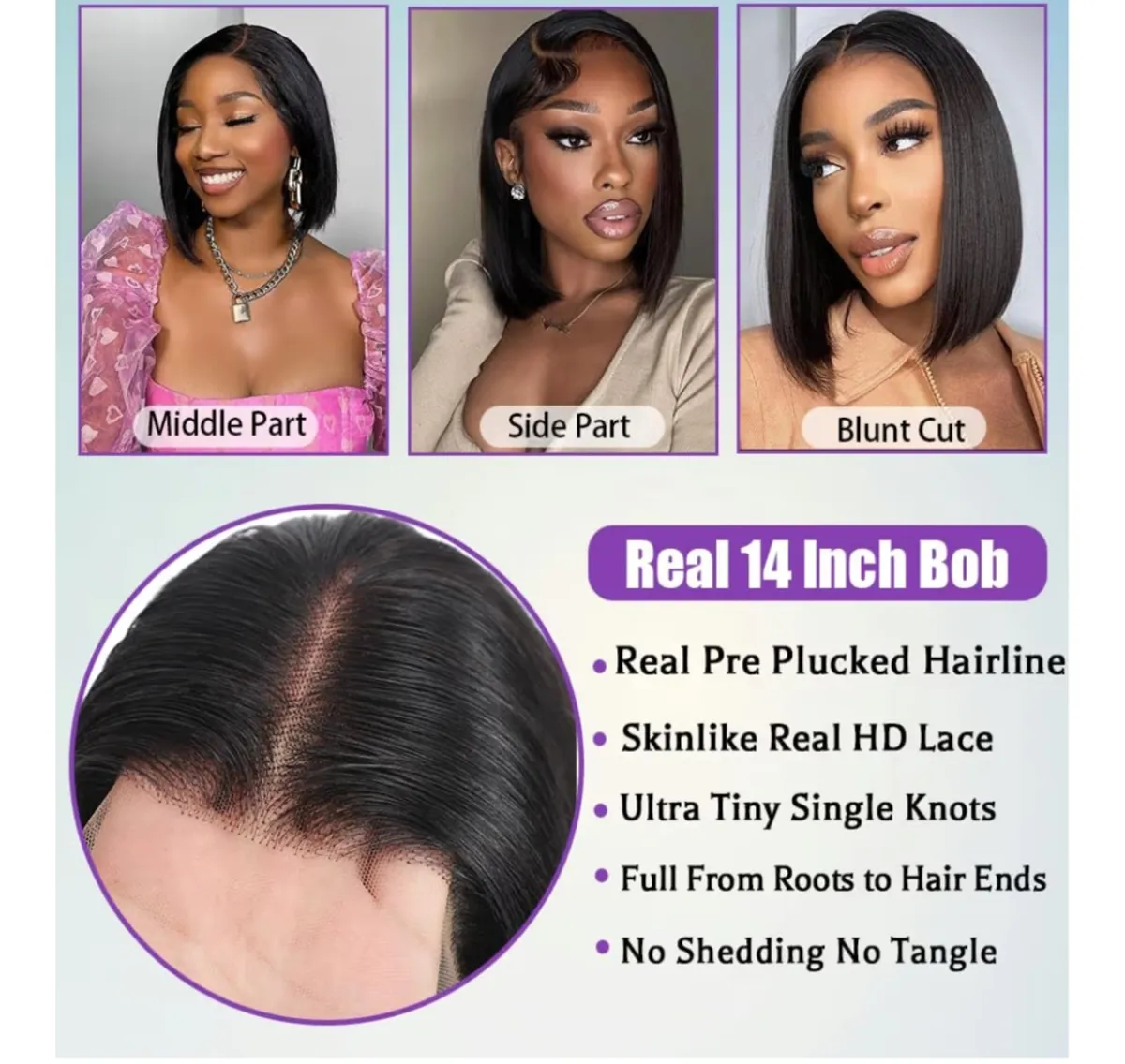 14 Inch 13x6 Bob Wig Human Hair