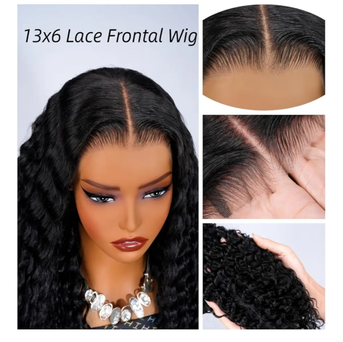 18" 13x6 Deep Wave Lace Front Wigs Human Hair Ready To Go