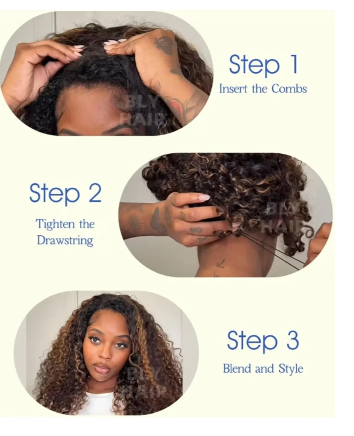 Highlight Water Wave Half Wig Human Hair 3 in 1 drawstring
