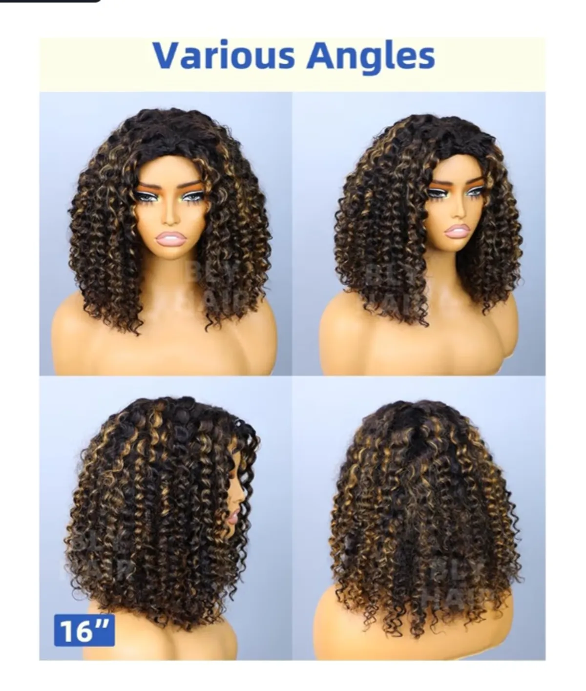 Highlight Water Wave Half Wig Human Hair 3 in 1 drawstring