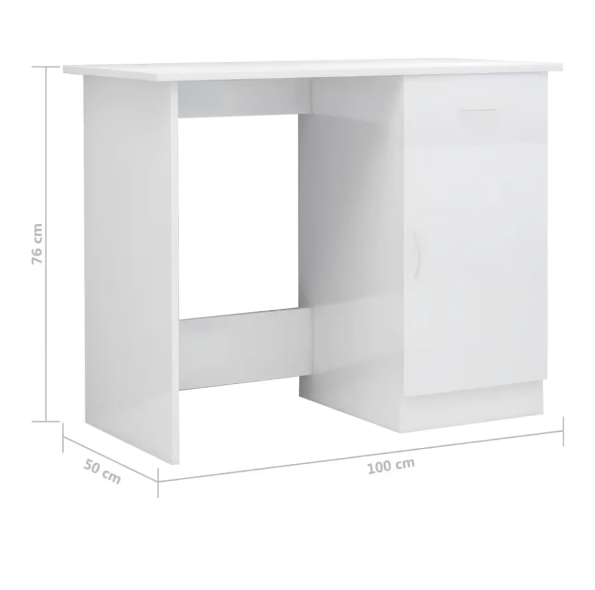 Desk High Gloss White 39.4" x 19.7" x 29.9" Engineered Wood Office Seating