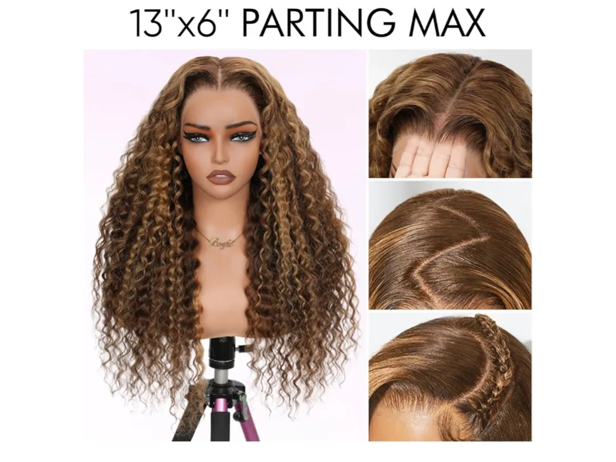 30" Density Honey Blonde Ombre Highlight Lace Front Wig 13x6