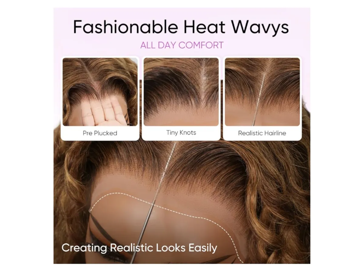 30" Density Honey Blonde Ombre Highlight Lace Front Wig 13x6