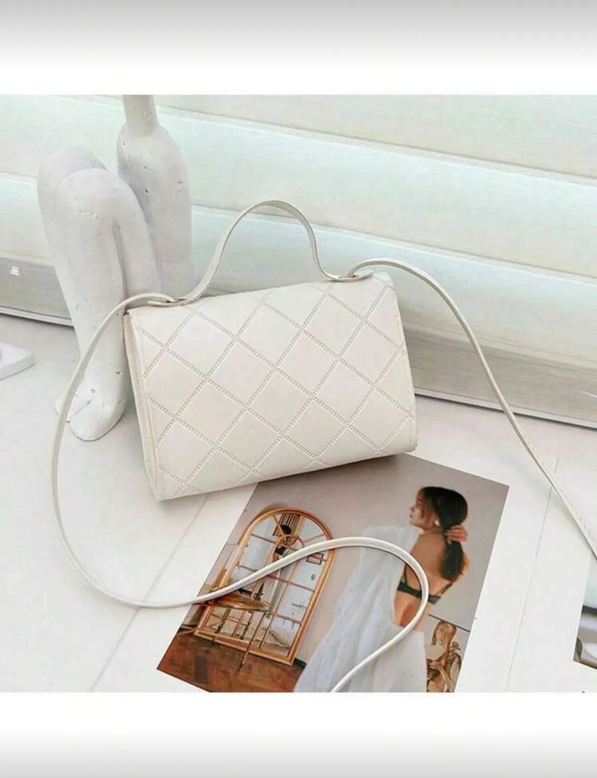 Women's Fashion Minimalist Rhombus Mini Square Bag With Metal Clasp - Crossbody/Handbag For Daily Use