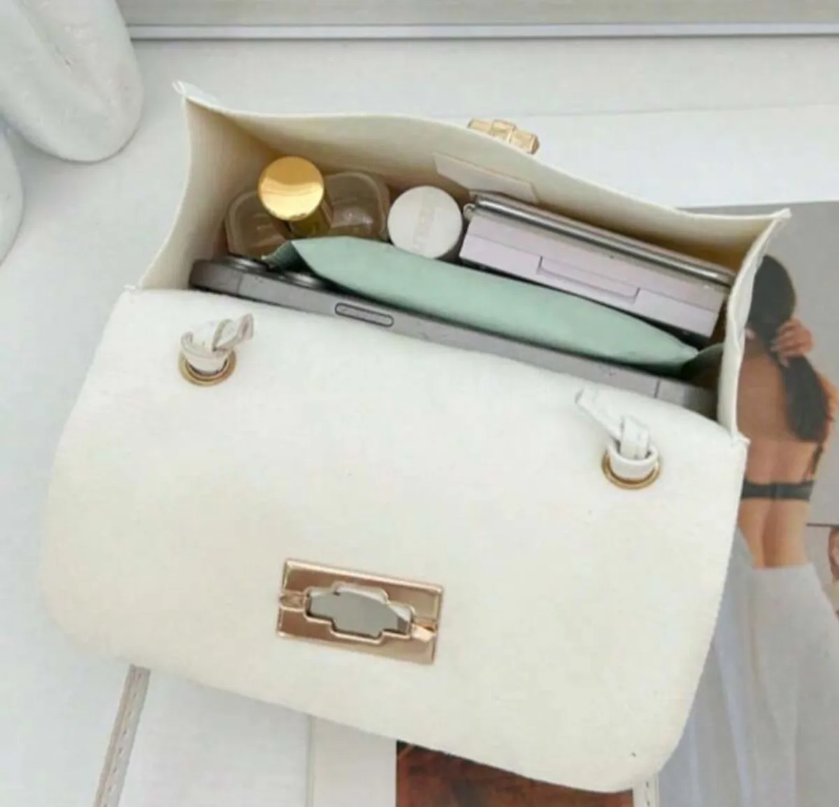 Women's Fashion Minimalist Rhombus Mini Square Bag With Metal Clasp - Crossbody/Handbag For Daily Use