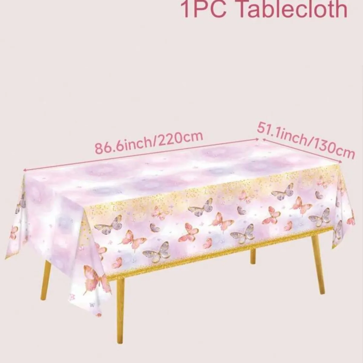 3pcs Pink Purple Butterfly Party Tablecloth