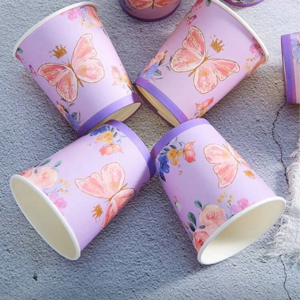 25 Pack 9oz Butterfly Paper Cups