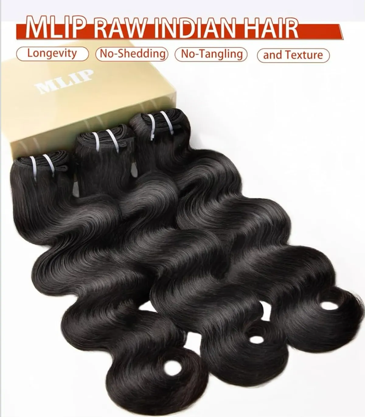 Raw Bundles Human Hair Body Wave, No Tangle Shedding, Keep Texture Silky Soft After Multiple Washes, 15A Raw Indian Hair Bundles 16" 18" 20" +Closure, Triple Lifespan 3X