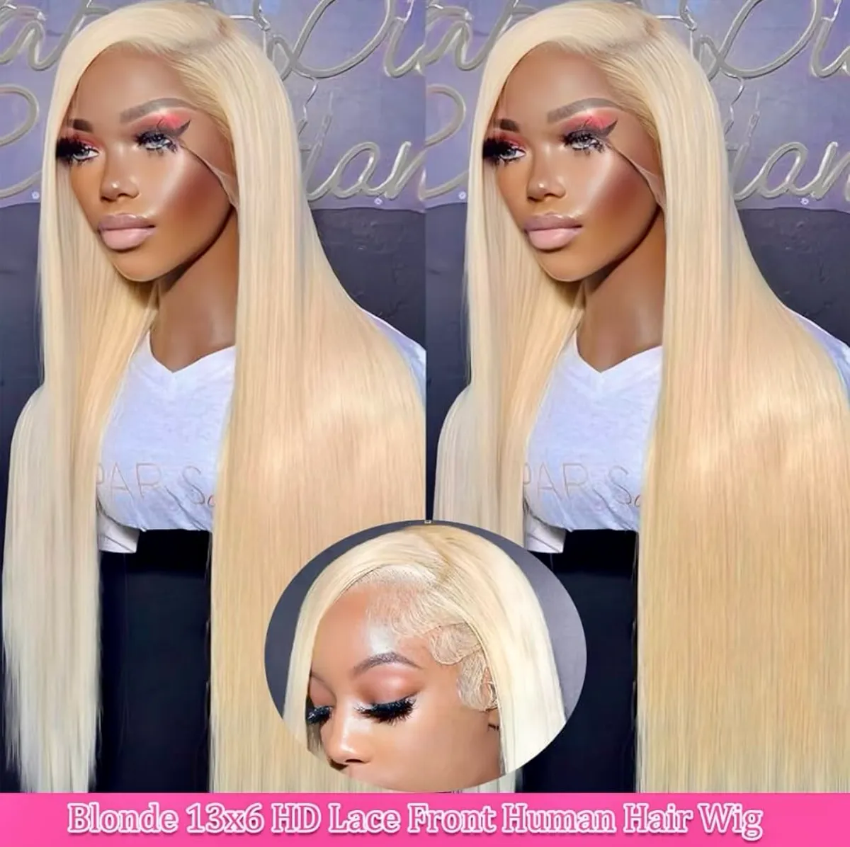 30 Inch 613 Lace Front Wig Human Hair Blonde 13X6 HD Transparent Lace Front Wigs Human Hair 180% Density Blonde Glueless Wigs 613 HD Straight Lace Frontal Wig Pre Plucked