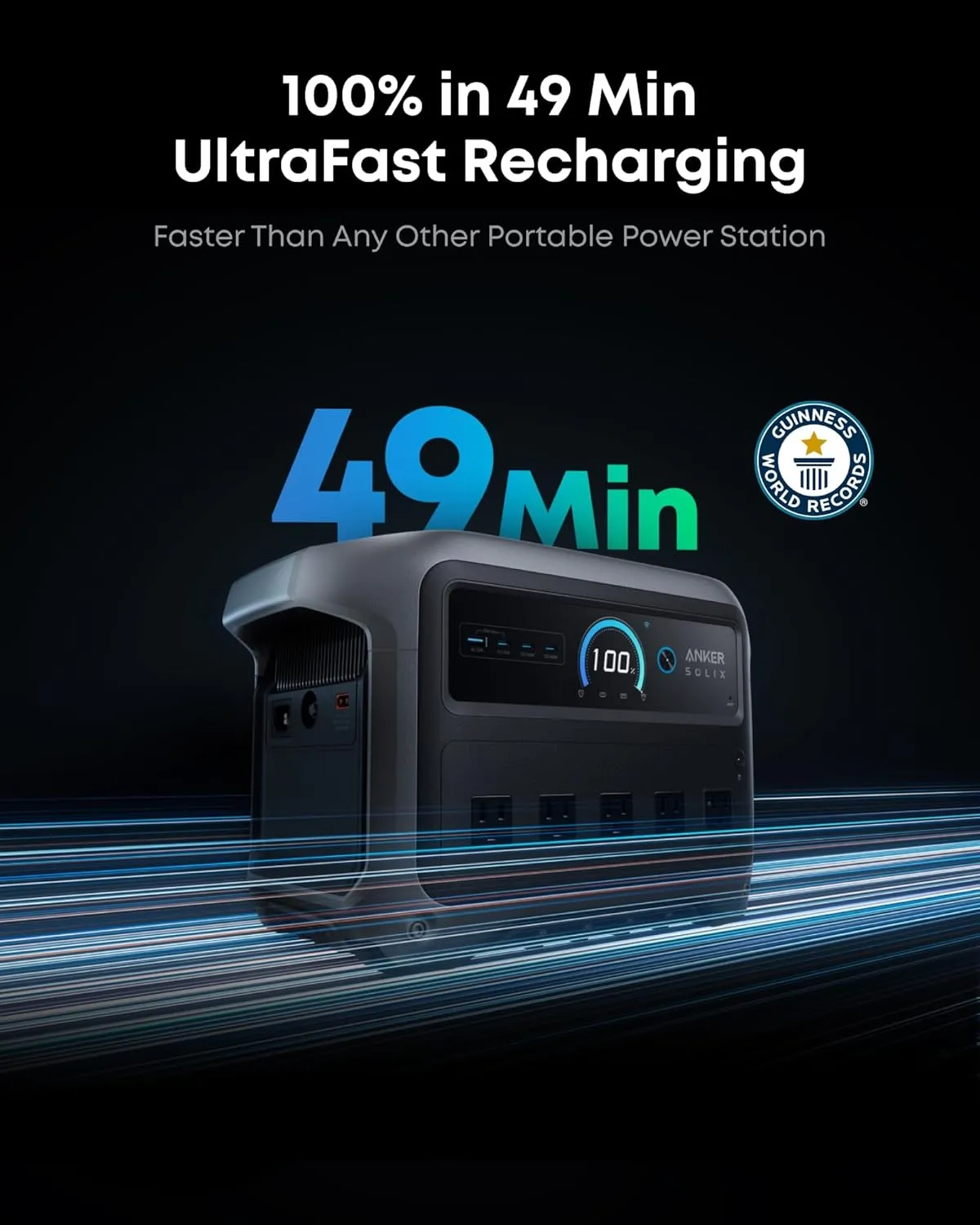 Anker SOLIX C1000 Gen 2 Solar Generator, Full Charge in 49 Min, 2000W 1,024Wh