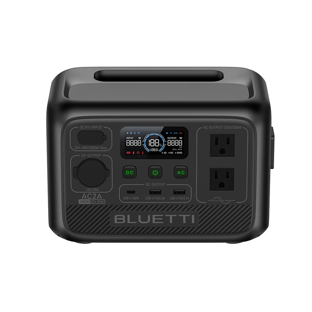 BLUETTI AC2A Portable Power Station, 204Wh Solar Generator LiFePO4 Battery