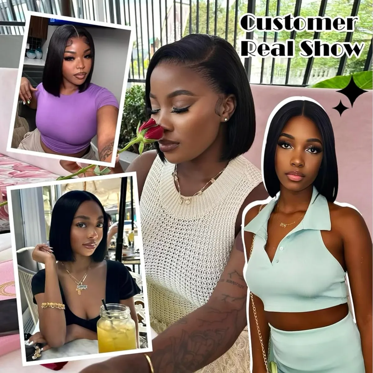 10 inch Bob Wig Human Hair Glueless Wigs Human Hair 13x4 HD Lace Front Wigs Pre Plucked Pre Cut 180% Density Short Straight Bob Wigs for Black Women