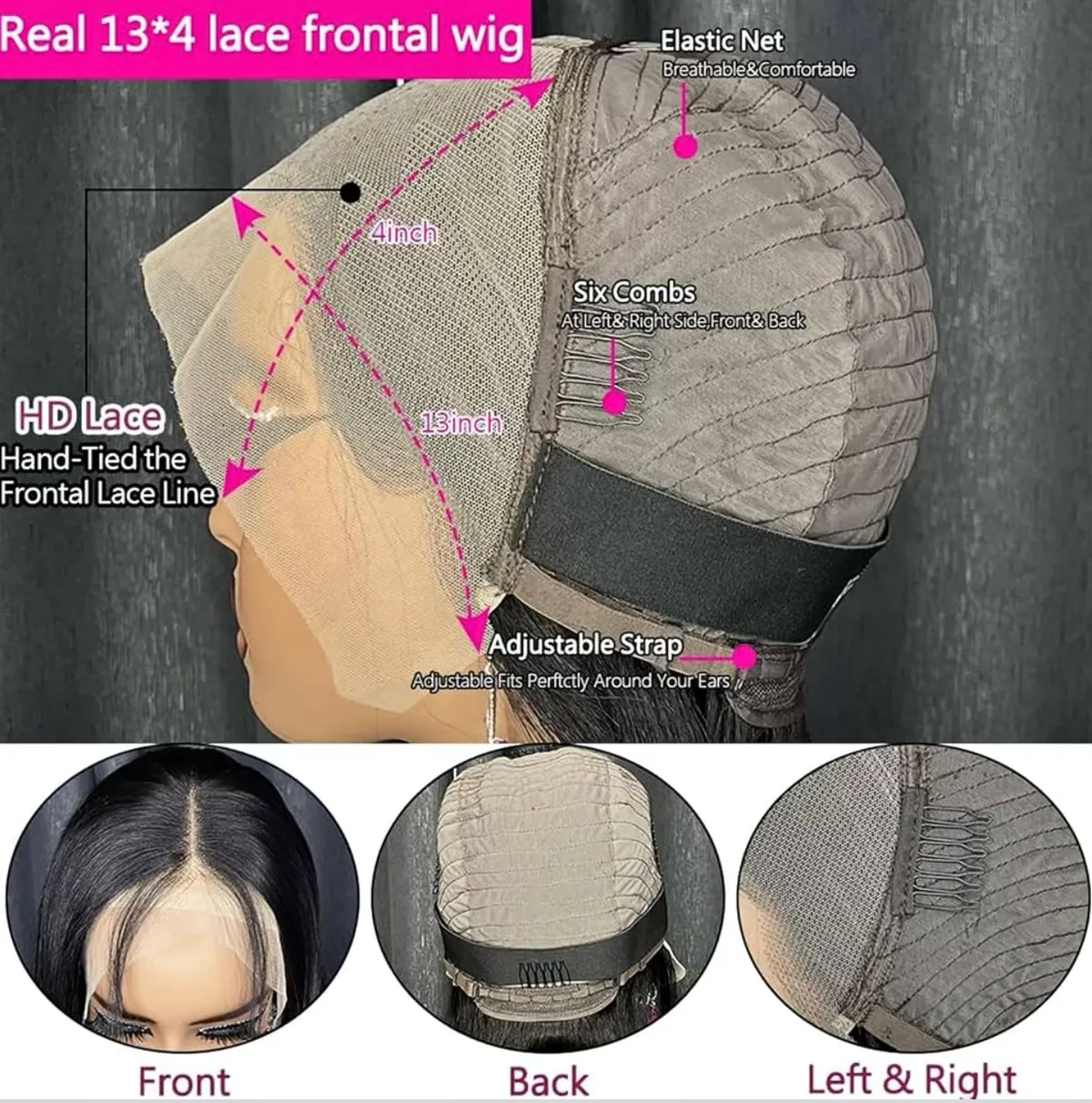 10 inch Bob Wig Human Hair Glueless Wigs Human Hair 13x4 HD Lace Front Wigs Pre Plucked Pre Cut 180% Density Short Straight Bob Wigs for Black Women