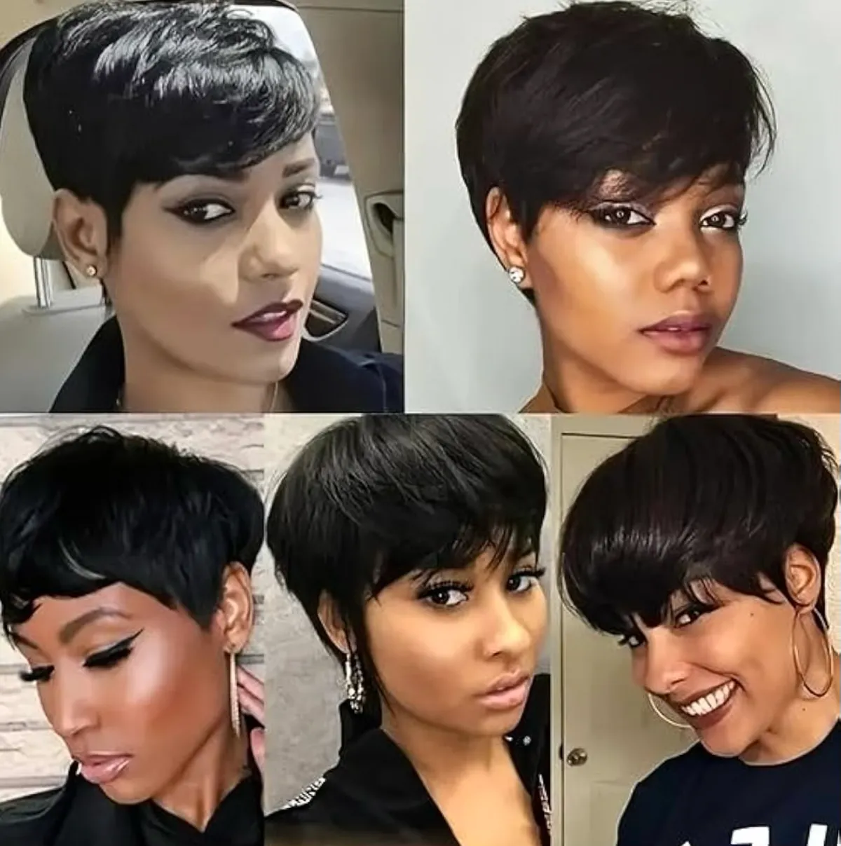 Pixie Cut Wig Human Hair Short Pixie Cut Wigs for Black Women Human Hair Glueless Pixie Wig Short Layered Brazilian Virgin Human Hair Wigs For Women Color 1B#