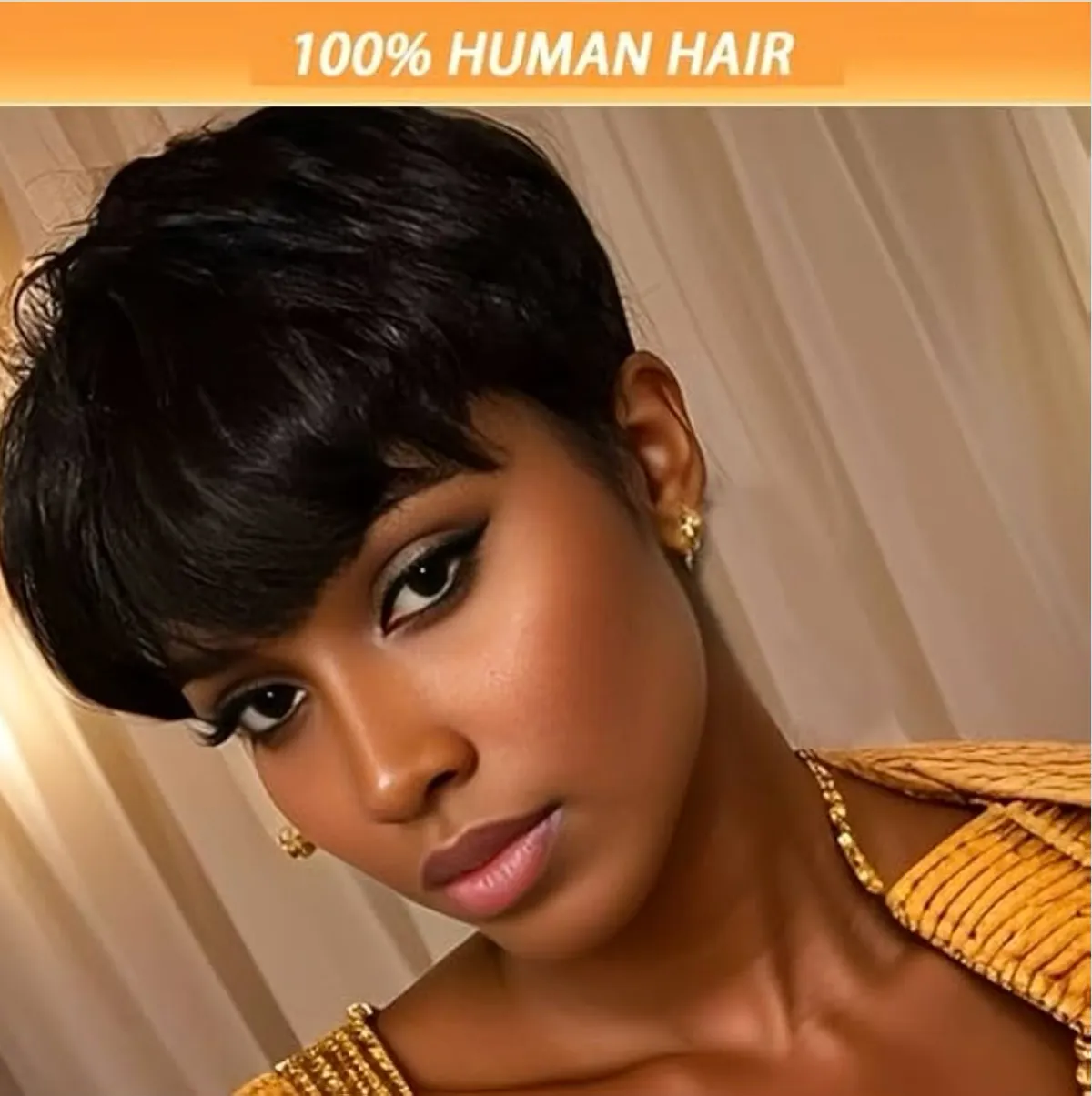 Pixie Cut Wig Human Hair Short Pixie Cut Wigs for Black Women Human Hair Glueless Pixie Wig Short Layered Brazilian Virgin Human Hair Wigs For Women Color 1B#